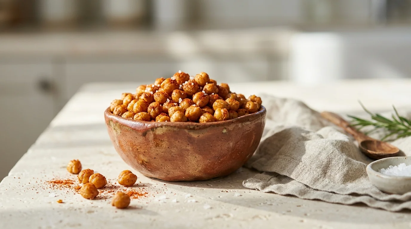 Garbanzos crocantes al horno con pimentón dulce y romero fresco